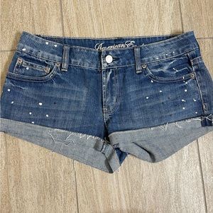 American eagle size 8 splatter paint jean  shorts